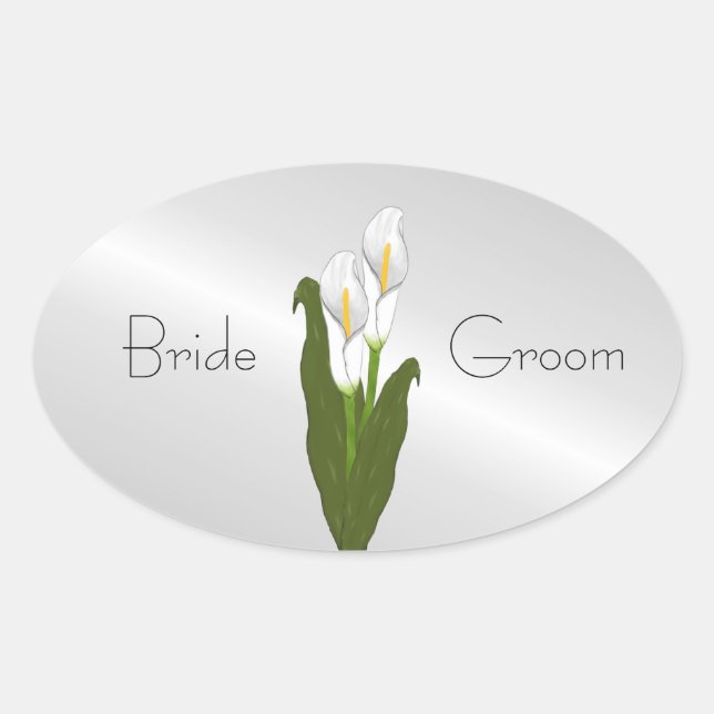 Art Deco Calla Lily Wedding Stickers (Front)