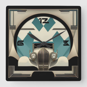 Art Deco car Square Wall Clock