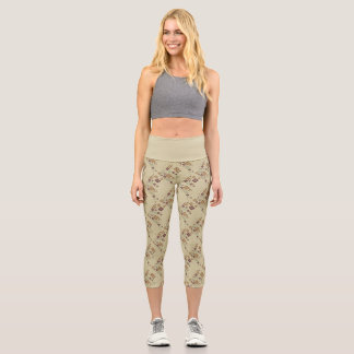 Art Deco Cat Floral Pattern Leggings
