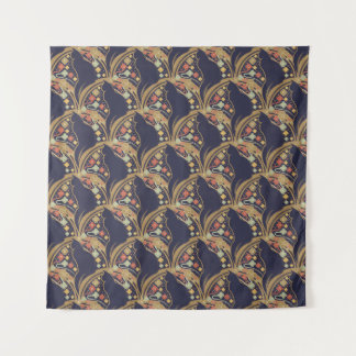 Art Deco Cat Floral Pattern Tapestries