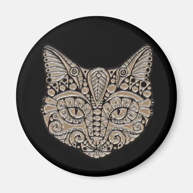 Art deco cat gold and black cat magnet (Front)