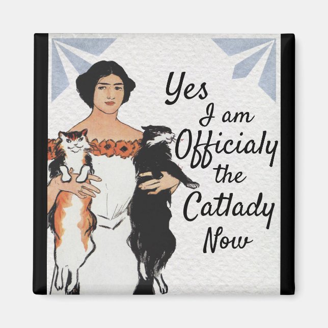 Art deco cat lady funny magnet (Front)