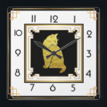 Art Deco Cat Square Wall Clock<br><div class="desc">Great clock design. You will love it like others. Be free to use this design for other product you like or to customise and add your text. Follow me for more. Thank you. Have a nice day.</div>