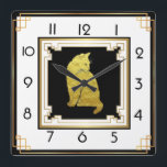 Art Deco Cat Square Wall Clock<br><div class="desc">Great clock design. You will love it like others. Be free to use this design for other product you like or to customise and add your text. Follow me for more. Thank you. Have a nice day.</div>