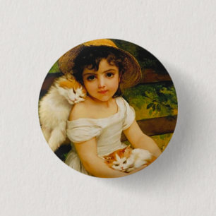 Art Deco Cats 3 Cm Round Badge