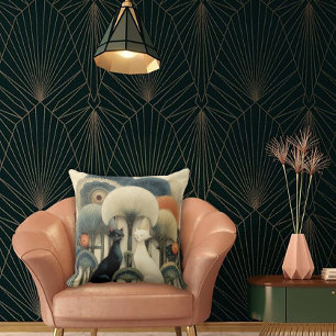 Art Deco Cats in Trees Cushion