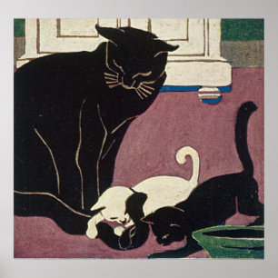 Art Deco Cats Poster
