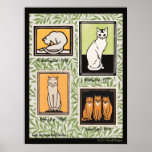 Art Deco Cats Poster<br><div class="desc">Four studies in cats in the Art Deco style by artist Julia de Graag,  Dates are 1916,  1917,  1918.</div>