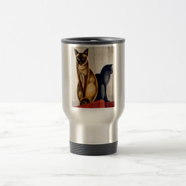 Art Deco Cats Travel Mug (Center)