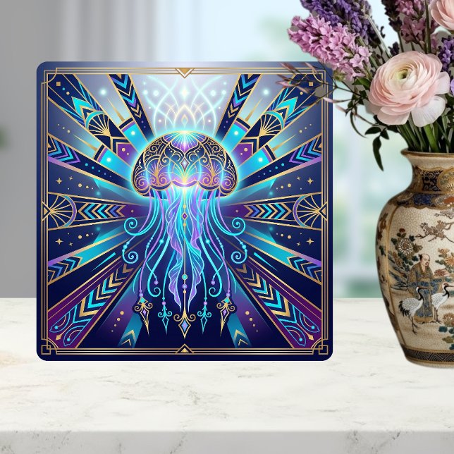 Art Deco Celestial Jellyfish Deep Sea Glow Tile (Creator Uploaded)