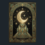 Art Deco Celestial Moon Ziggurat Poster | Gold Tea<br><div class="desc">Infuse your home with botanical luxury through this Art Deco Ginkgo Leaf poster. Golden-veined Ginkgo Biloba leaves radiate from a central sunburst, framed by an intricate, symmetrical geometric border. The rich teal background and metallic gold accents evoke the sophisticated charm of the Roaring Twenties, perfect for a nature-inspired gallery wall...</div>