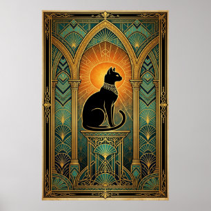 Art Deco Celestial Solstice Cat Wall Art