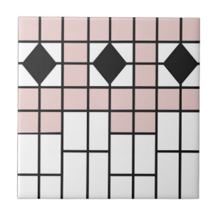 Art Deco Ceramic Tile  Blush Pink Geo Print