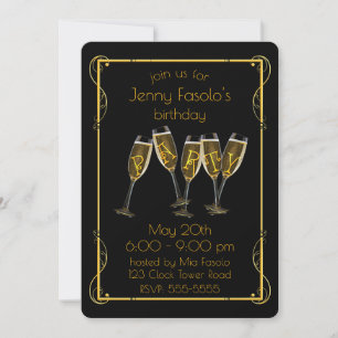 Art Deco Champagne Party Invitation