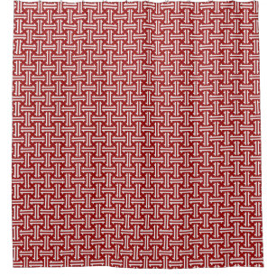 Art Deco Chinese Fret, Dark Red and White Shower Curtain