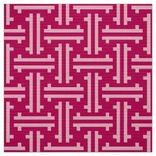 Art Deco Chinese Fret, Fuchsia Pink Fabric