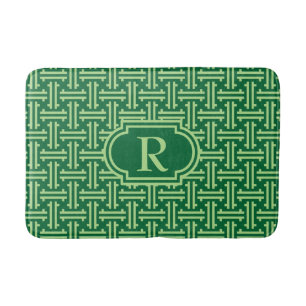 Art Deco Chinese Fret, Jade Green Bath Mat