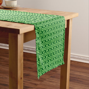 Art Deco Chinese Fret, Jade Green Short Table Runner