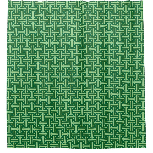 Art Deco Chinese Fret, Jade Green Shower Curtain (Front)