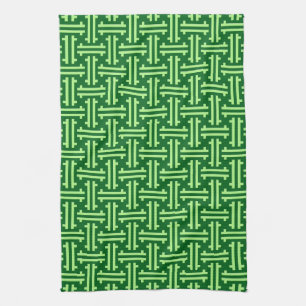 Art Deco Chinese Fret, Jade Green Tea Towel