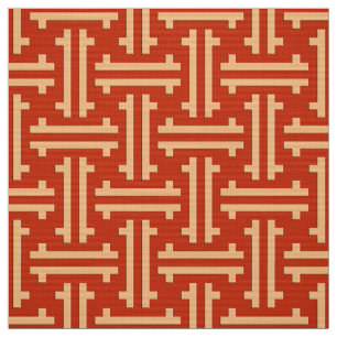 Art Deco Chinese Fret, Mandarin Orange Fabric