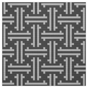 Art Deco Chinese Fret, Silver and Graphite Grey Fabric