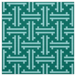 Art Deco Chinese Fret, Turquoise and Aqua Fabric