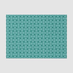 Art Deco Chinese Fret, Turquoise and Aqua Tissue Paper