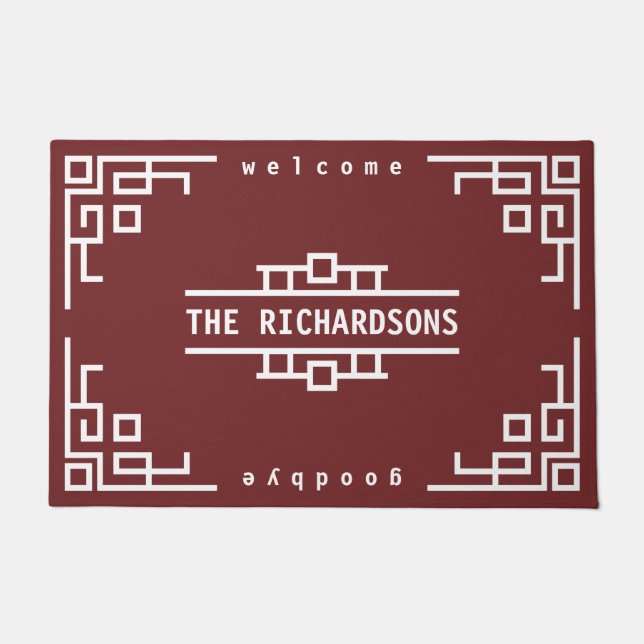 Art Deco Choose Your Colour Retro Geometric Frame Doormat (Front)