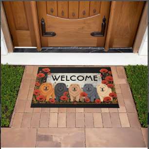 ART DECO CHOWS rough   - customise text Doormat