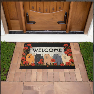 ART DECO CHOWS Smooth   - customise text Doormat