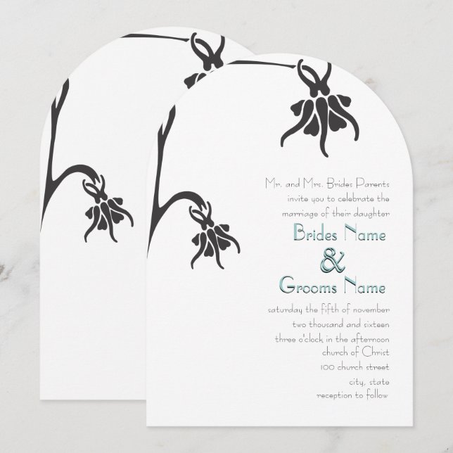Art Deco Christian Die Cut Wedding Invitations (Front/Back)