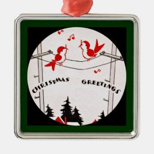 Art Deco Christmas Birds Metal Tree Decoration