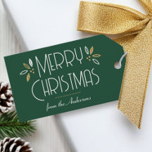 Art Deco Christmas Elegant Typography Green Gold