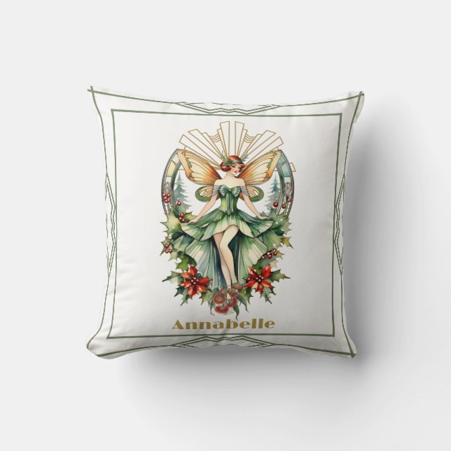 Art Deco Christmas Fairy Cushion (Front)