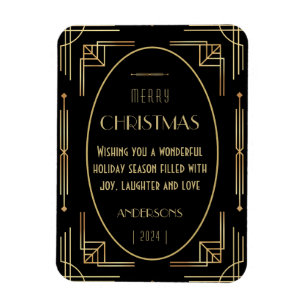 Art deco Christmas holiday photo magnet