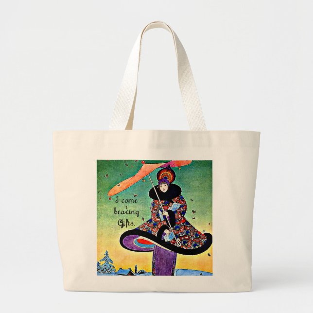 Art Deco Christmas Large Tote Bag (Front)