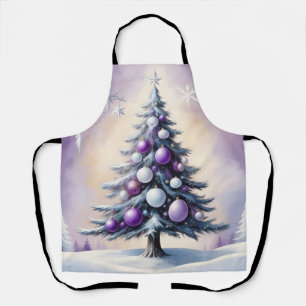 Art Deco Christmas Purple and Silver Haze Apron