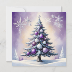 Art Deco Christmas Purple and Silver Haze Holiday Card