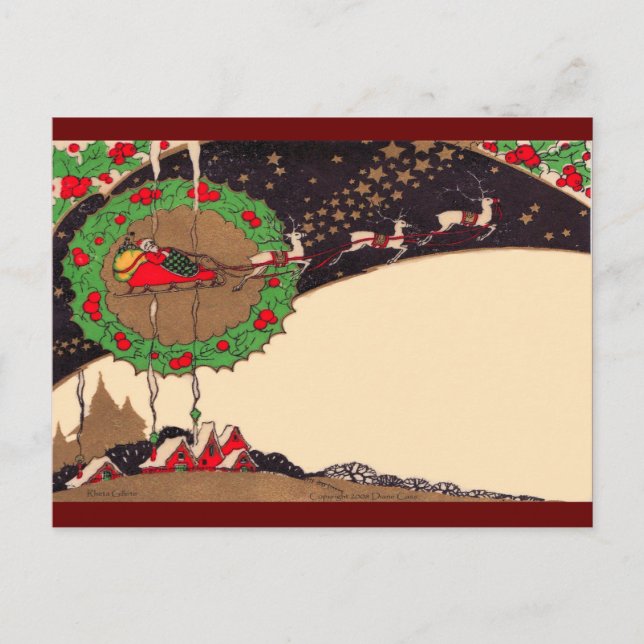 Art Deco Christmas Santa Postcard (Front)