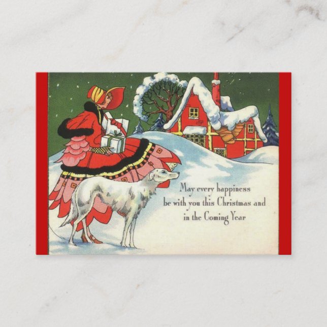 Art Deco Christmas Scene Business Card (Front)