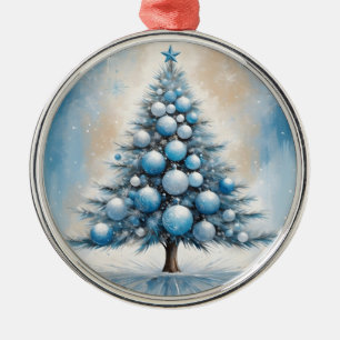 Art Deco Christmas Tree Blue Luxurious Ornaments
