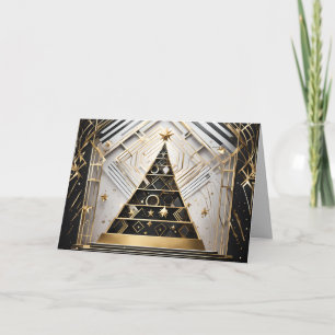 art deco christmas tree greeting card
