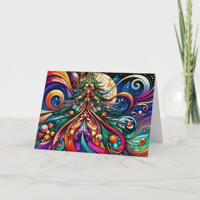 Art Deco Christmas Tree Holiday Card (Front)