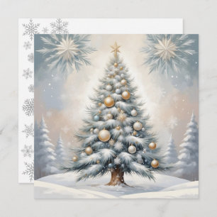 Art Deco Christmas Tree with Golden Lush Ornaments Holiday Card