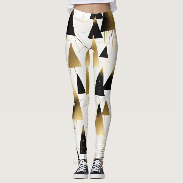 art deco christmas trees leggings (Front)