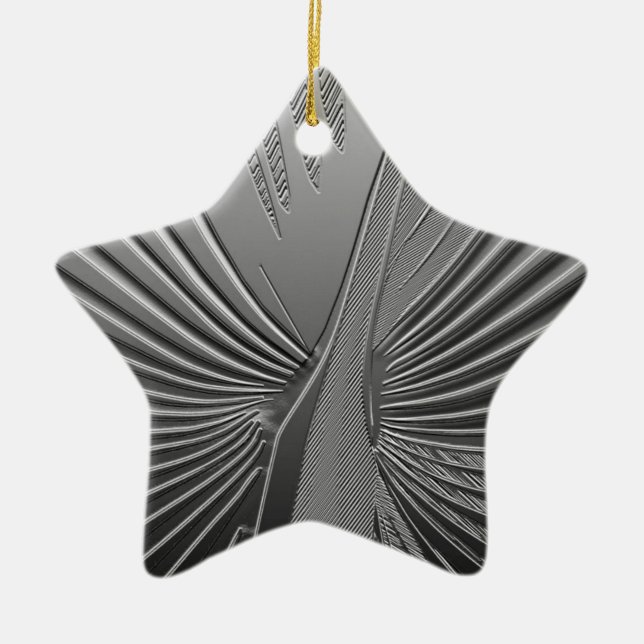 Art Deco chrome palm leaf Ceramic Tree Decoration (Front)