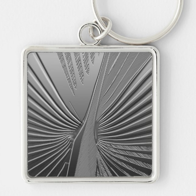 Art Deco chrome palm leaf Key Ring (Front)
