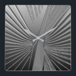 Art Deco chrome palm leaf Square Wall Clock<br><div class="desc">Art Deco themed pattern based on a stylized palm leaf,  rendered in a 3-d effect in silver chrome color</div>