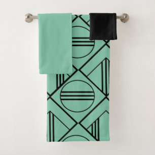 Art Deco Circles and Diamonds  Bath Towel Set
